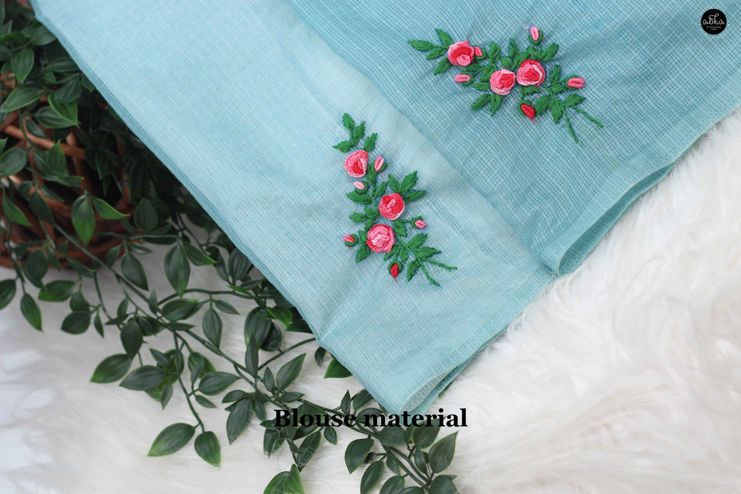 Double Shaded Silky Kota Saree with Floral Hand Embroidery – Alika Fashion Store