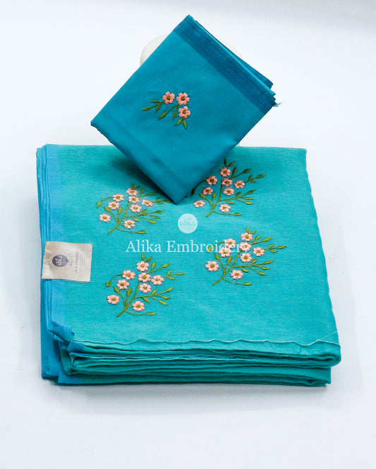 Timeless Green Silky Kota Saree with Exquisite Machine Embroidery | Effortless Elegance