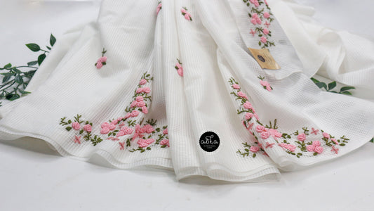 White bagalpuri silk Saree with Exquisite Bullion Work