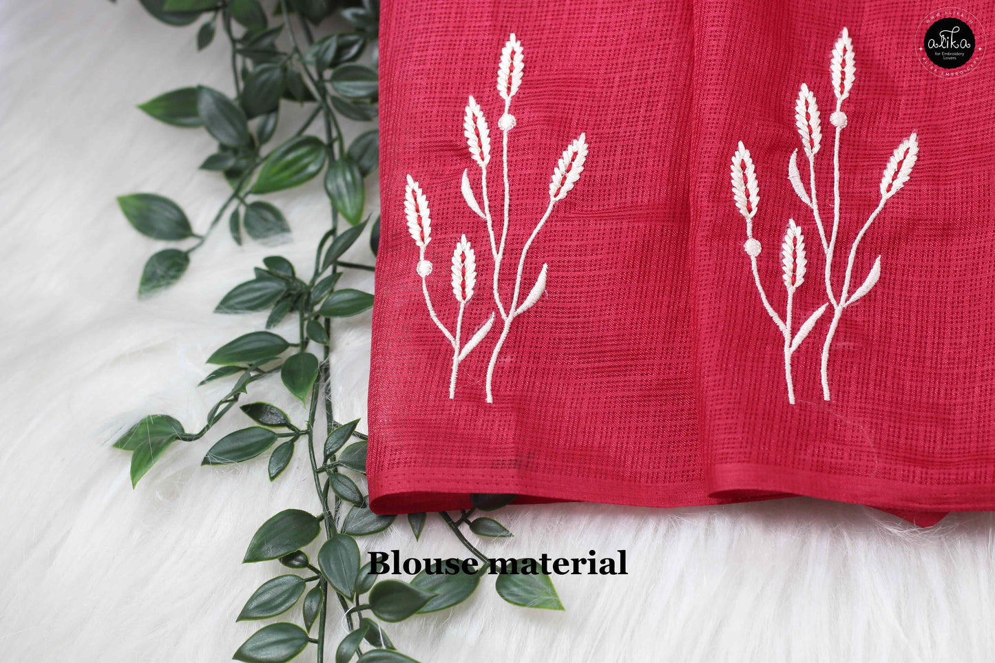 Carmine Red Silky Kota Saree with Floral Embroidery – Alika Fashion Store