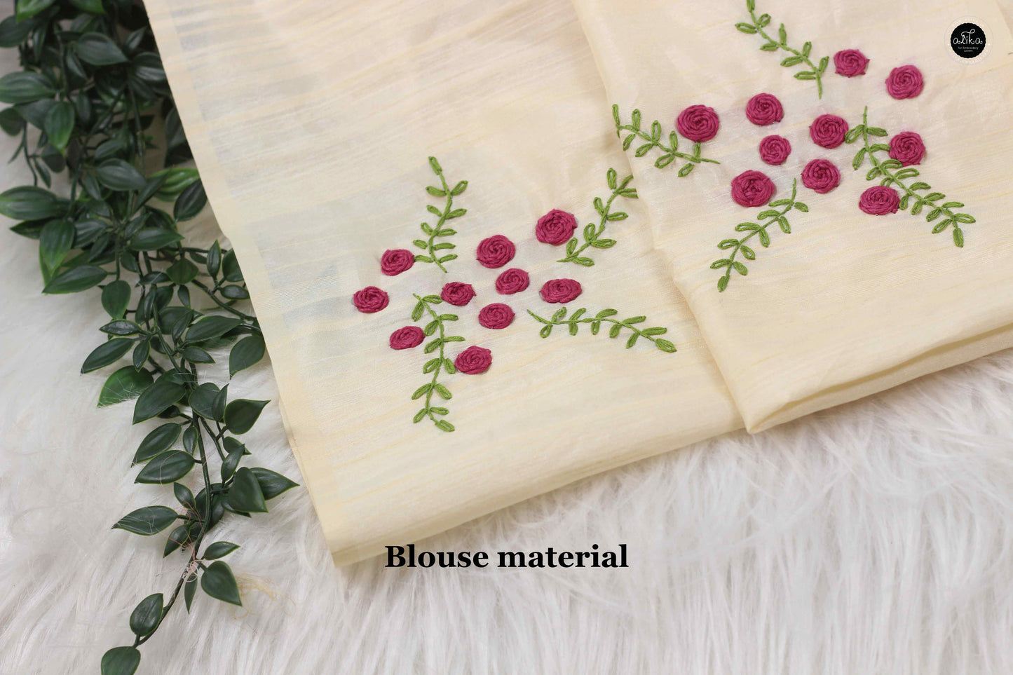 Cream Semi Silk Saree with Intricate Hand Embroidery – Elegant Ethnic Wear | Alika Fashion Store