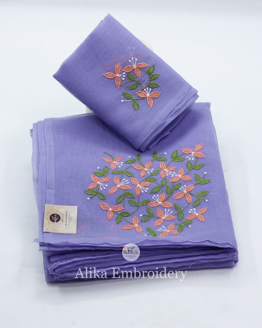 "Chic Daily Wear Lavender Saree with Exquisite Machine Work - Effortless Elegance for Every Day"