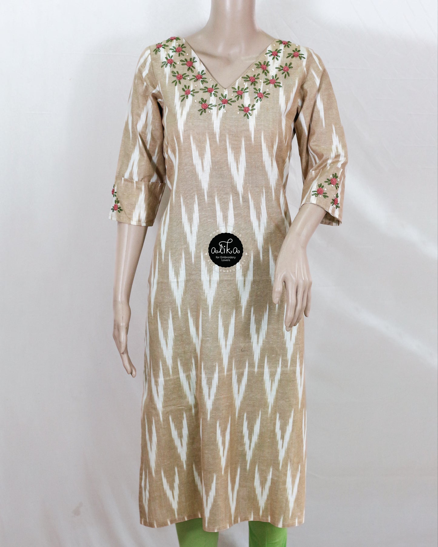 Pure Ikat Kurta with Handwork on Neck and Sleeves – Alika Fashion Store