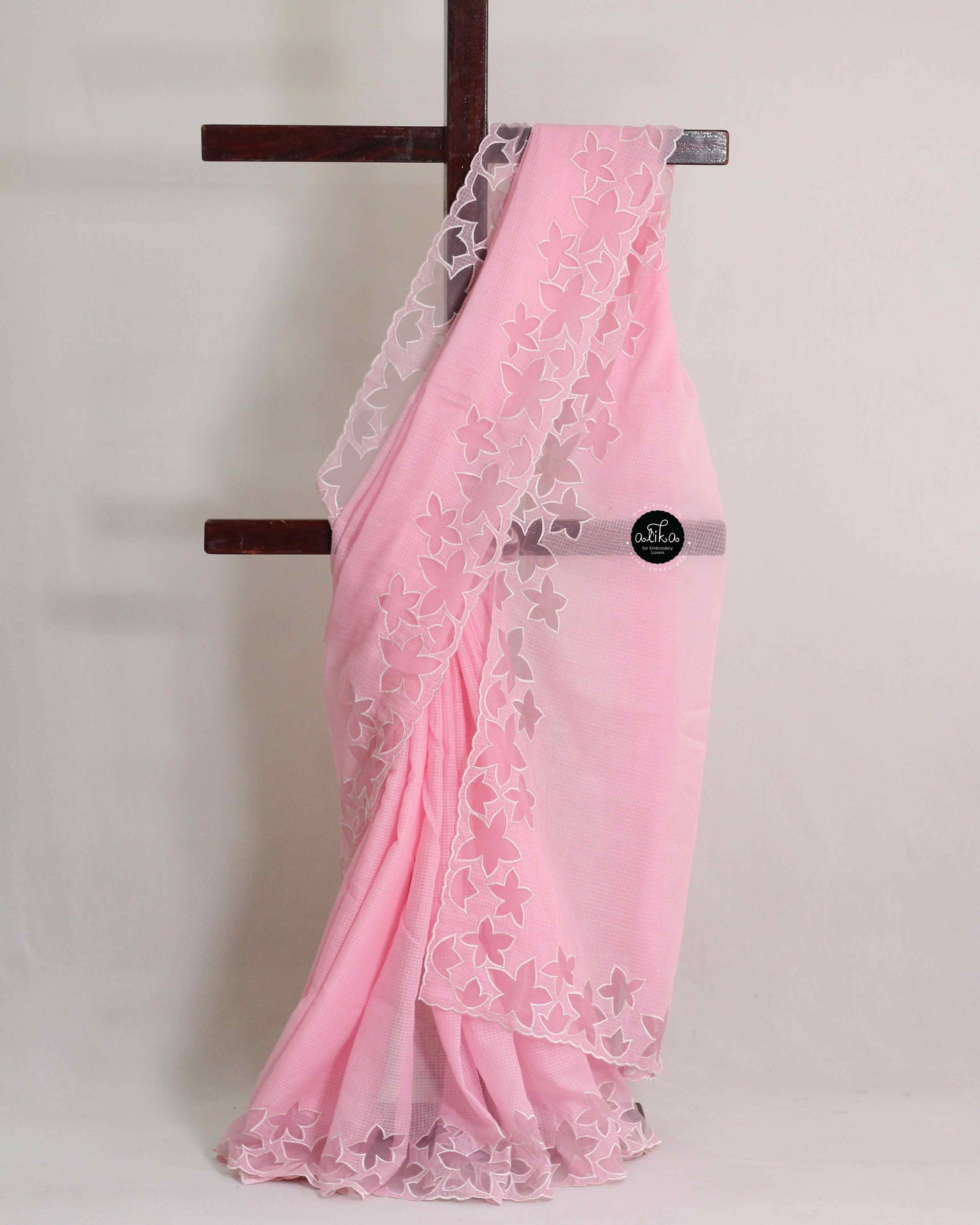 Light Pink Cotton Kota Saree with Applique Border