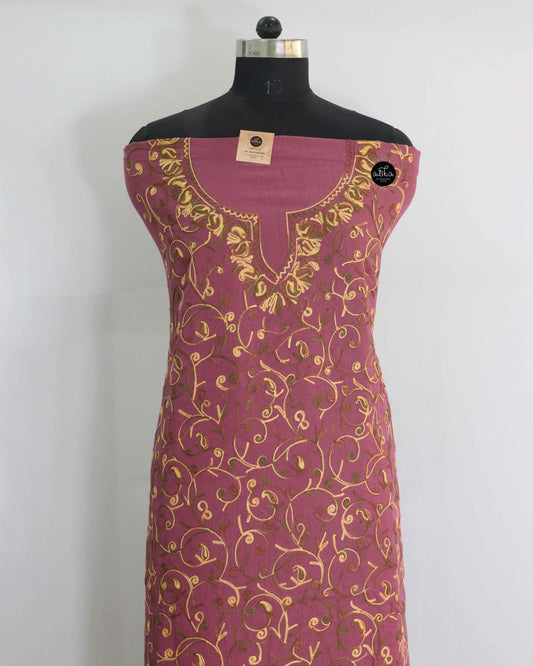 Mulberry Pink Kashmiri Cotton Unstitched Top and Bottom Set – 4.75 Mtrs
