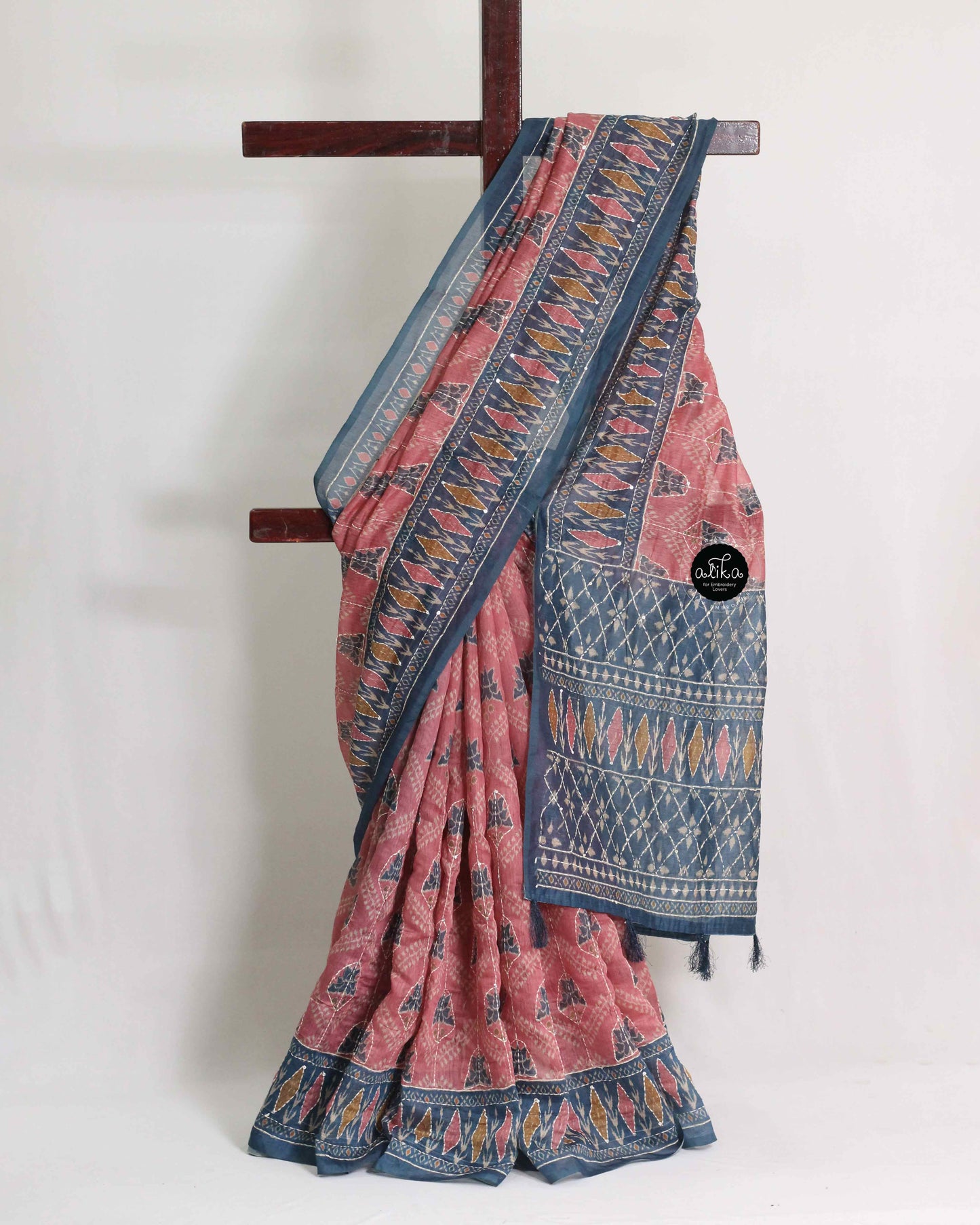 Double Shaded Chanderi Saree with Kantha Embroidery