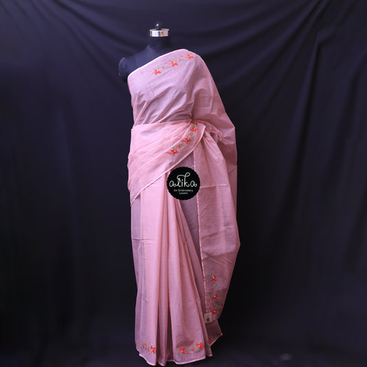 ONION PINK CHECK KOTA SAREE WITH KAMAL WORK