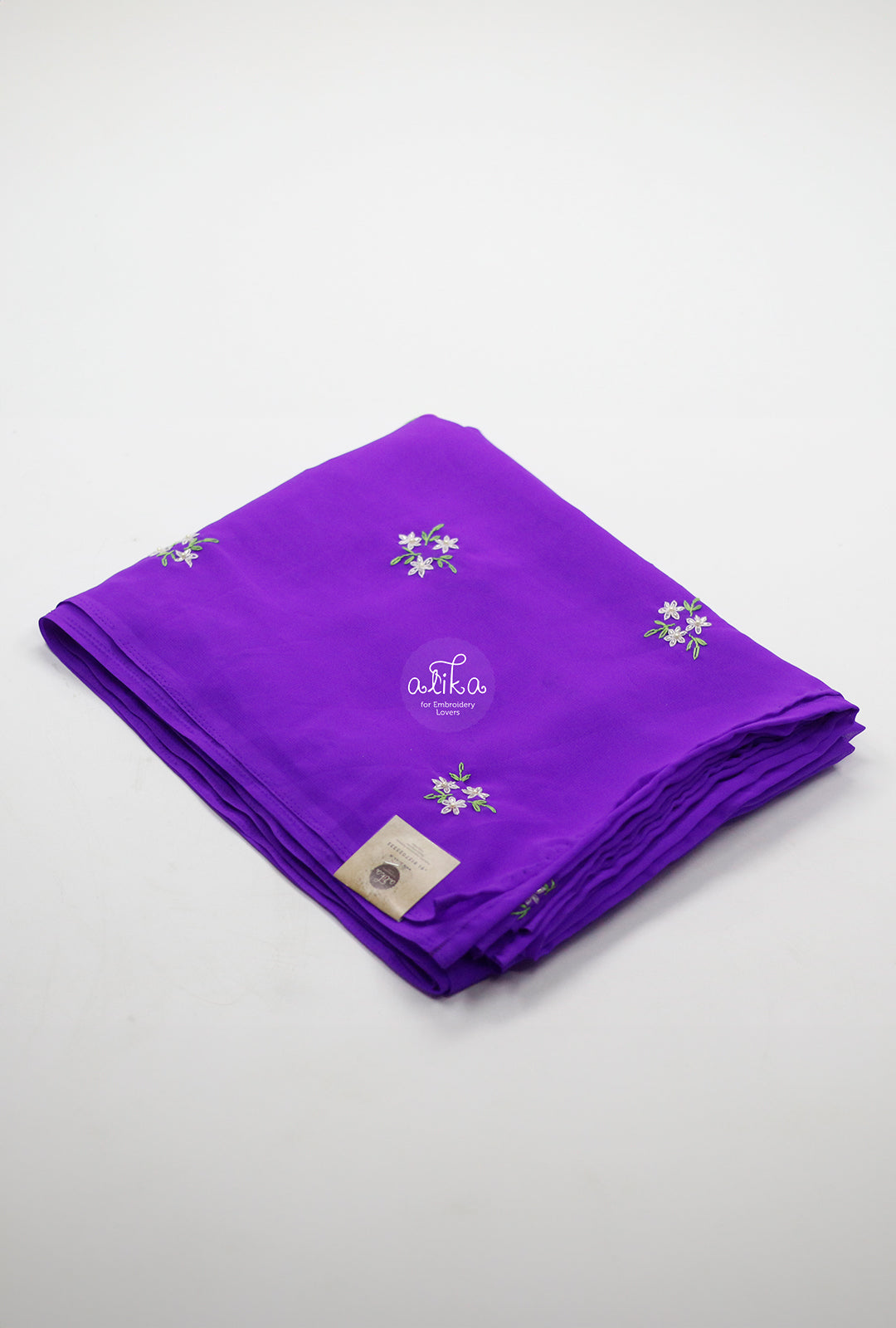 VIOLET ORGANZA SAREE WITH LAZY DAISY HAND EMBROIDERY AND BEAD WORK