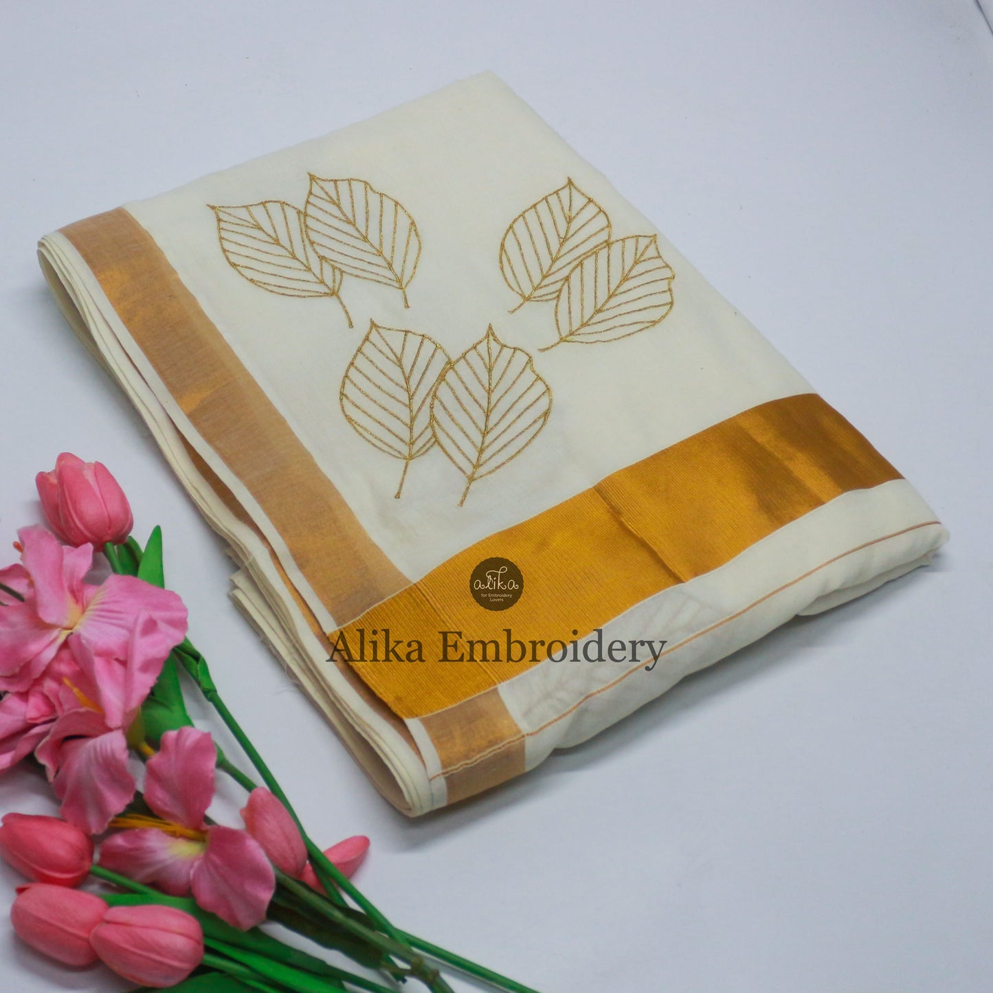 Tradition Meets Elegance: Kerala Kasavu Saree with Exquisite Embroidery