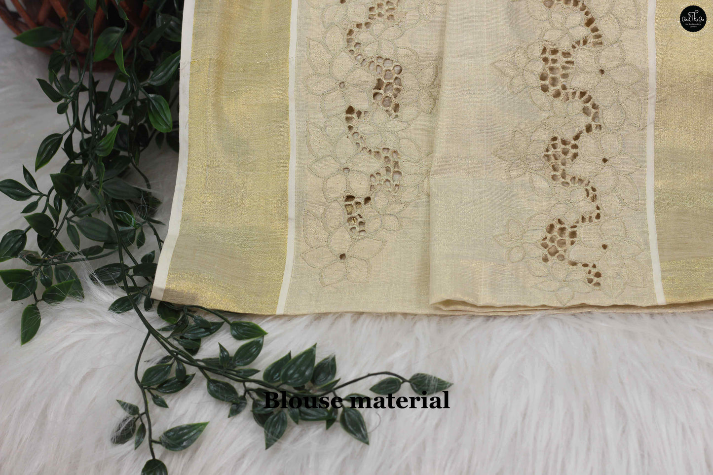 Kerala Pure Kasavu Saree with Full Border Cutwork & Floral Embroidery – Alika Fashion Store