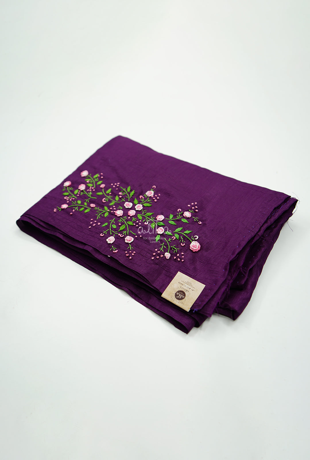 SOFT  SILK  PURPLE  SAREE  WITH DOBLE SHADED  PINK BULLION EMBROIDERY