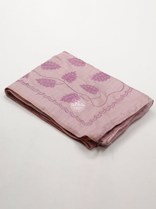 lavender semisilk saree withmachine embroidery