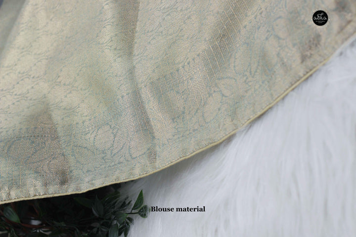 Powder Blue Semi Tissue Silk Saree with Machine Embroidery