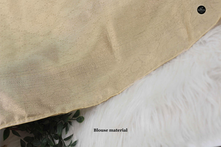 Gold Semi Tissue Silk Saree with Intricate Machine Embroidery