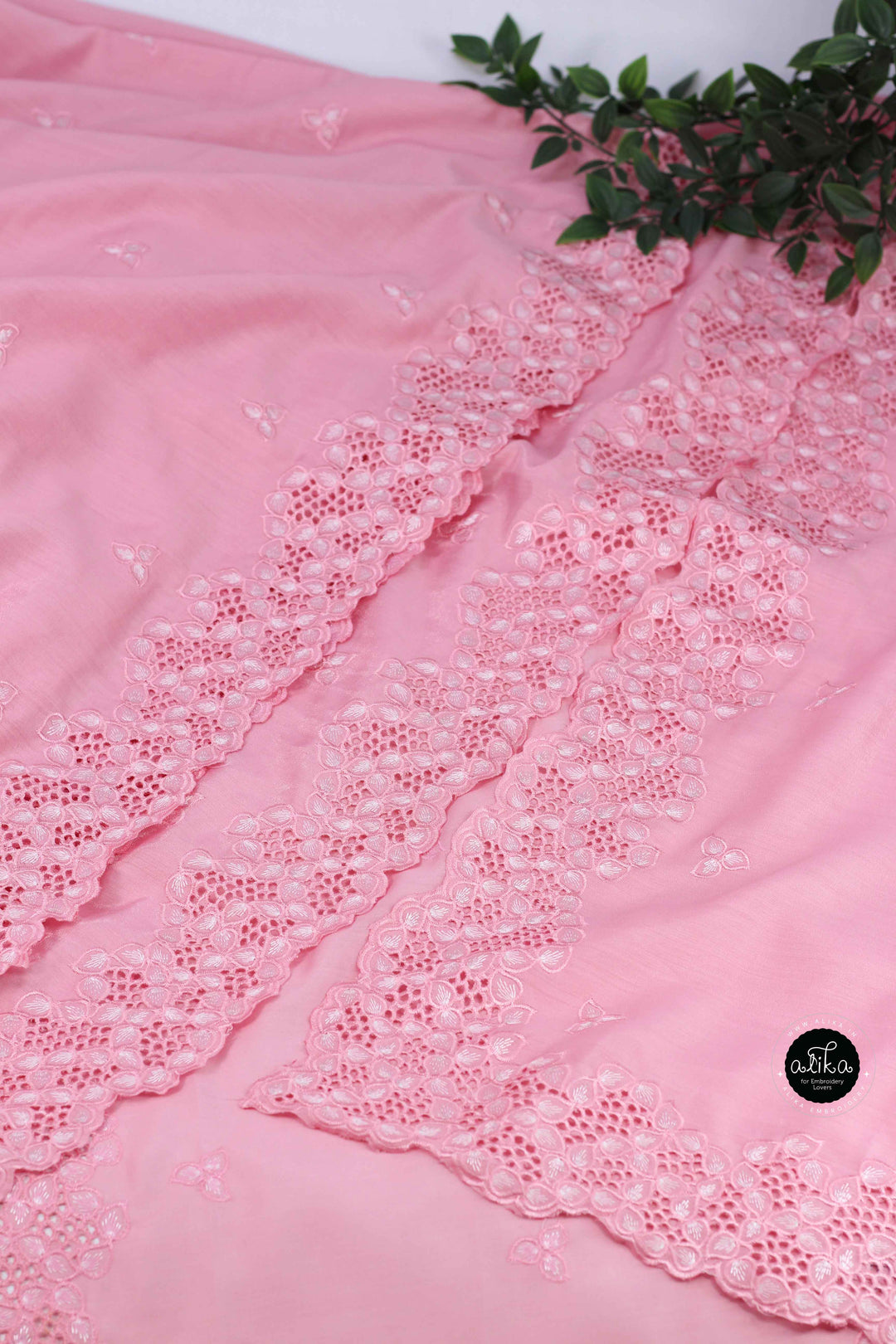 Blush Pink Chanderi Saree with Floral Cutwork Border