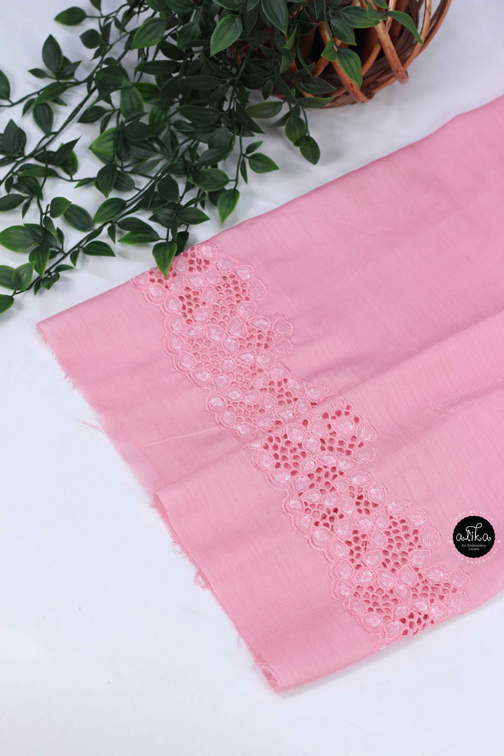 Blush Pink Chanderi Saree with Floral Cutwork Border