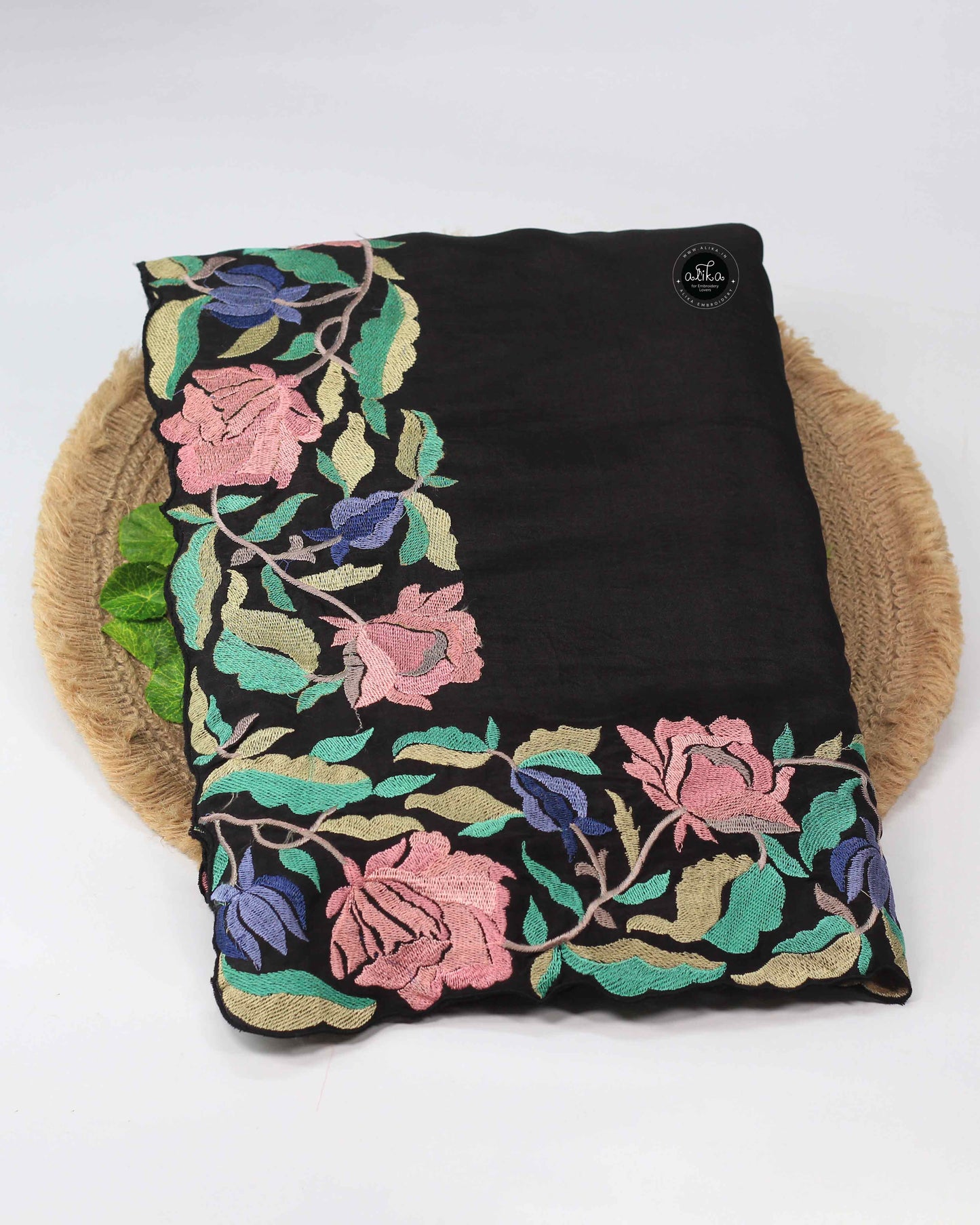 Black Uppada Silk Saree with Floral Border