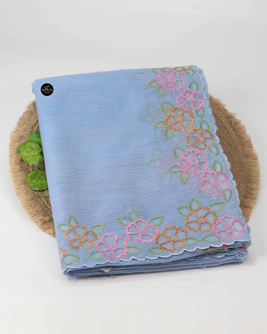 Pastel Blue Kota Saree with Applique Border