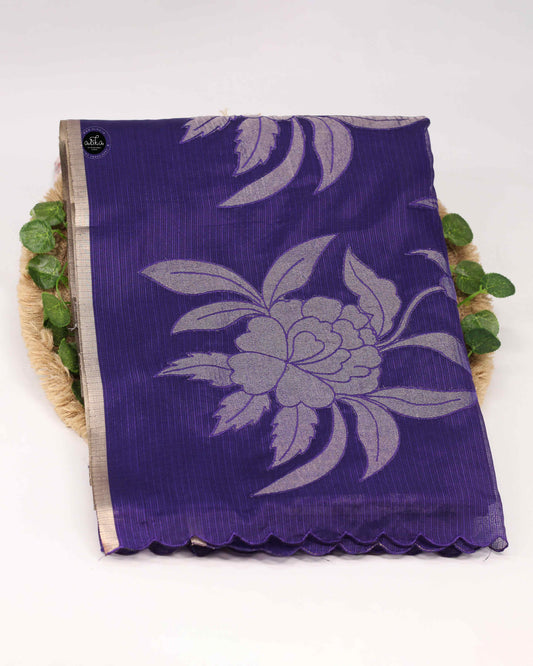 Violet Silky kota Saree with Gold Appliqué Work – Luxury Designer Wear