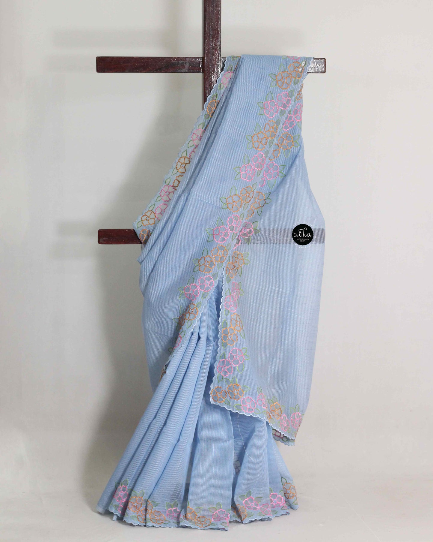 Pastel Blue Kota Saree with Applique Border