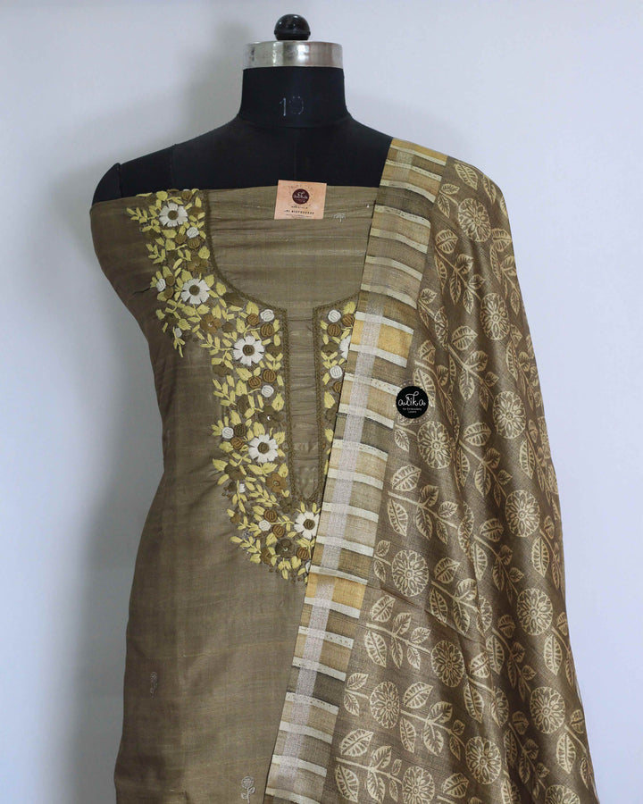 Semi Silk Salwar Set with Floral Embroidery &amp; Sequinn work