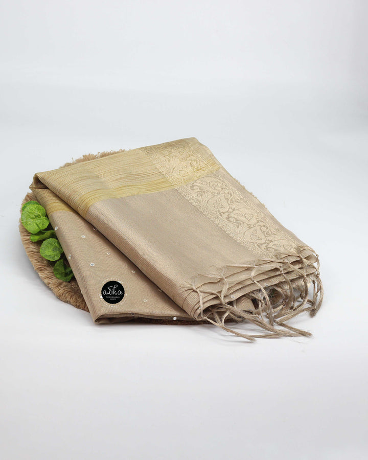Semi Tissue Silk Saree with Intricate Mirror Work