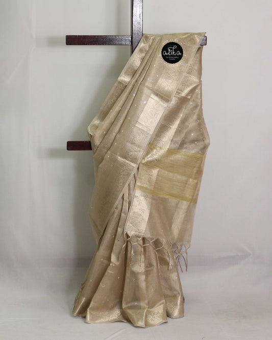 Semi Tissue Silk Saree with Intricate Mirror Work – Alika Fashion Store