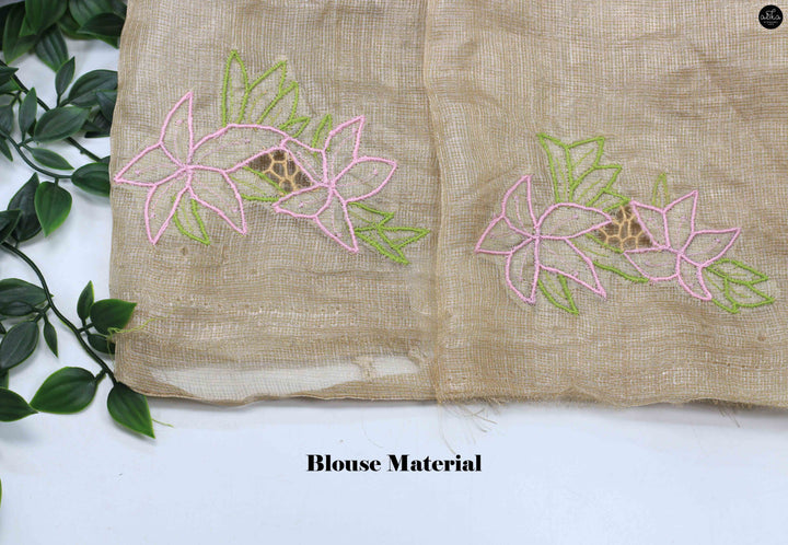 Pure Tissue Saree with Floral Twine Cutwork