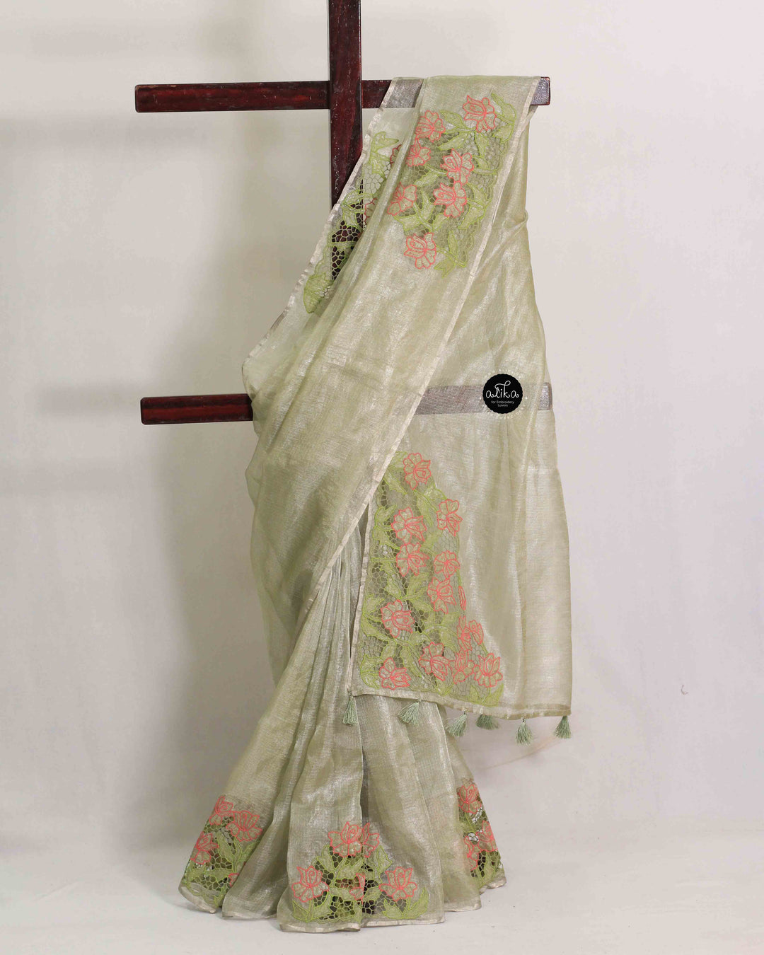 Pure Tissue Saree with Floral Twine Cutwork