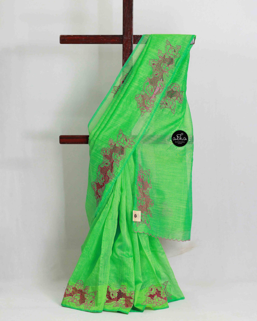 Light Green Kota Saree with Floral Cutwork