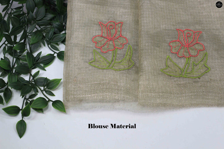 Pure Tissue Saree with Floral Twine Cutwork