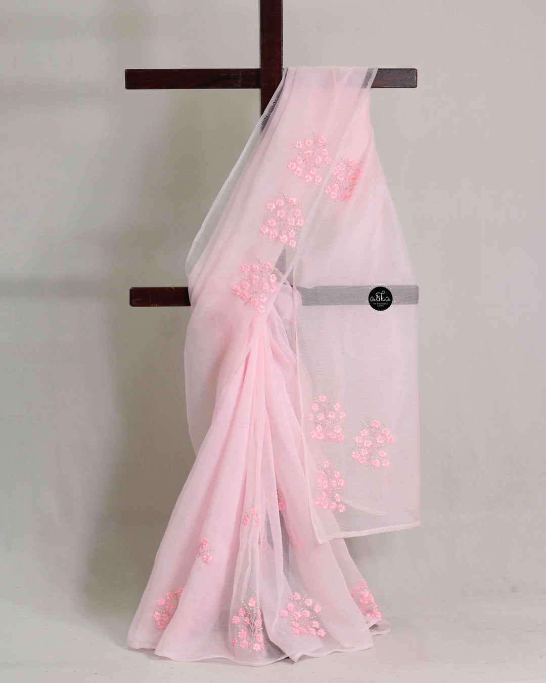 Baby Pink Kota Saree with Floral Ribbon Work – Soft Elegant Wear