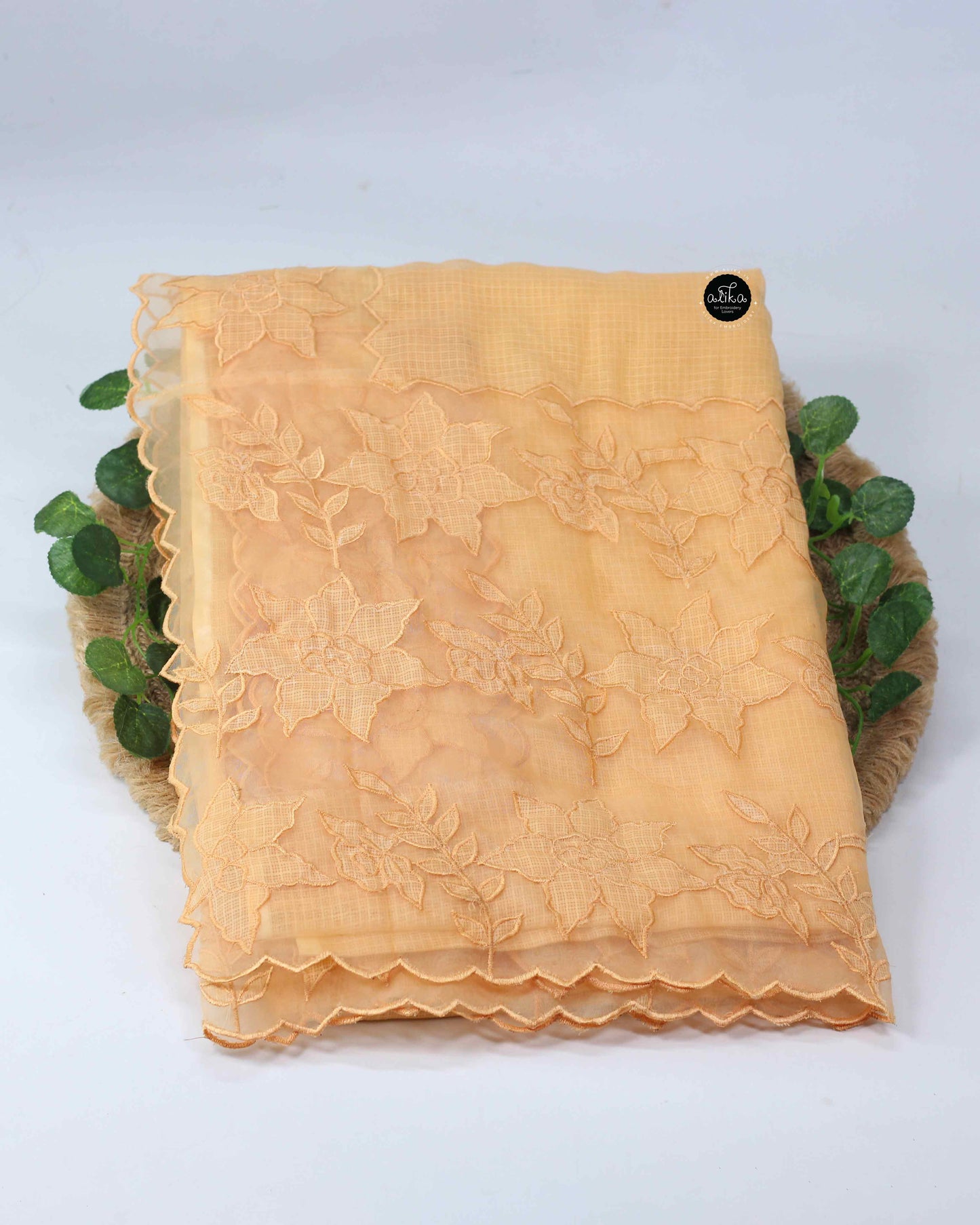 Amber Yellow Cotton Kota Saree with Applique Border