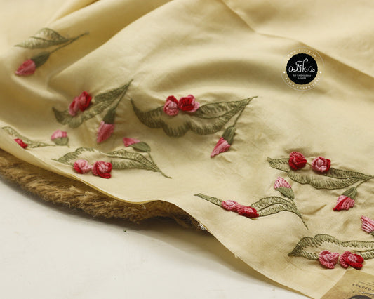 Moon Mist Tussar Silk Saree with Heavy Hand Embroidery | Alika Fashion Store