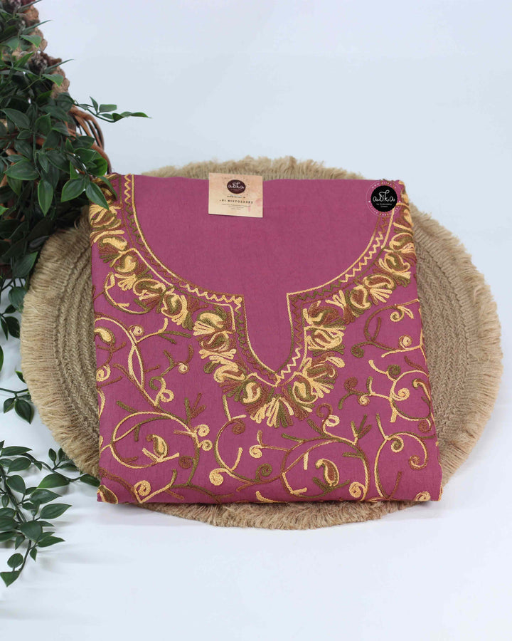 Mulberry Pink Kashmiri Cotton Unstitched Top and Bottom Set – 4.75 Mtrs