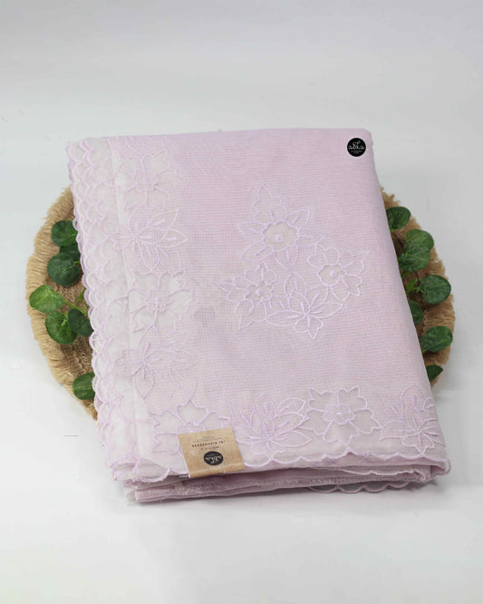 Lavender Kota Saree with Net Applique Border