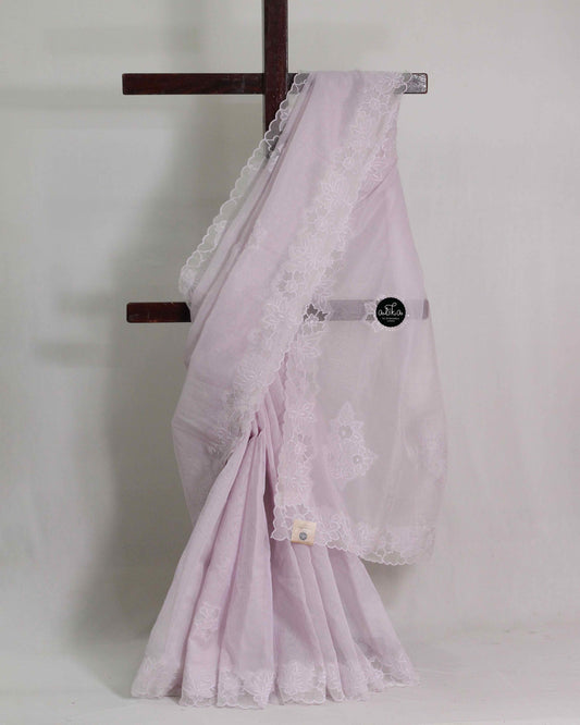 Lavender Kota Saree with Net Applique Border