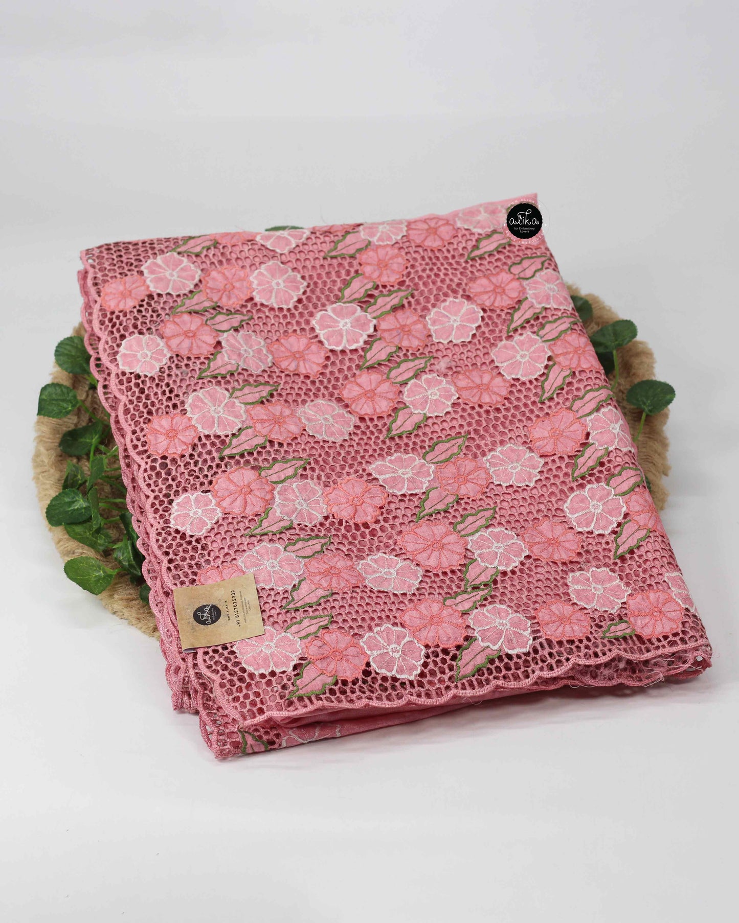 Blush Pink Semi Silk Saree with Full Border Cutwork