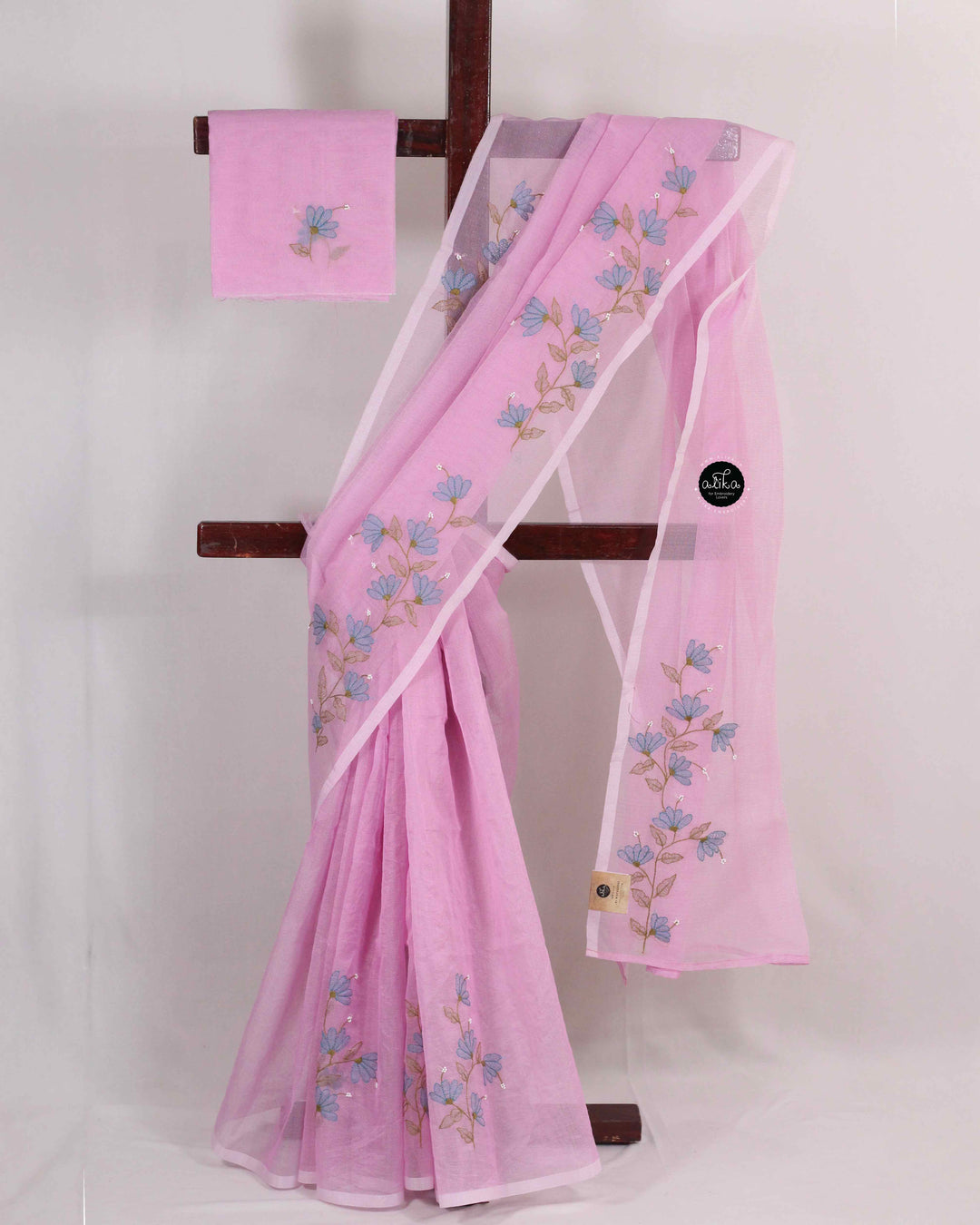 Light Pink Kota Saree with Shadow Embroidery
