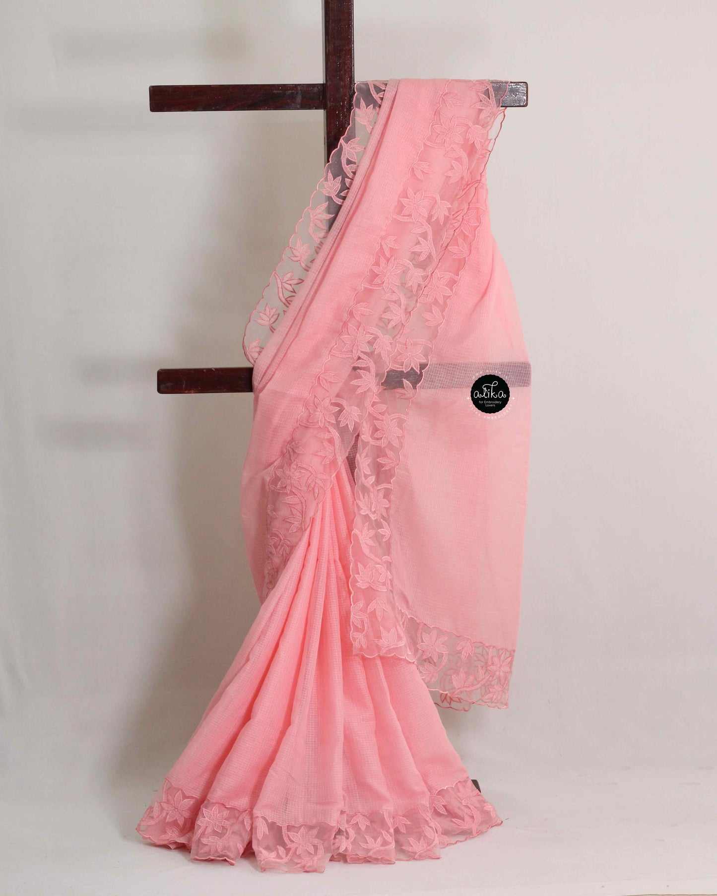 Soft Pink Cotton Kota Saree with Applique Border