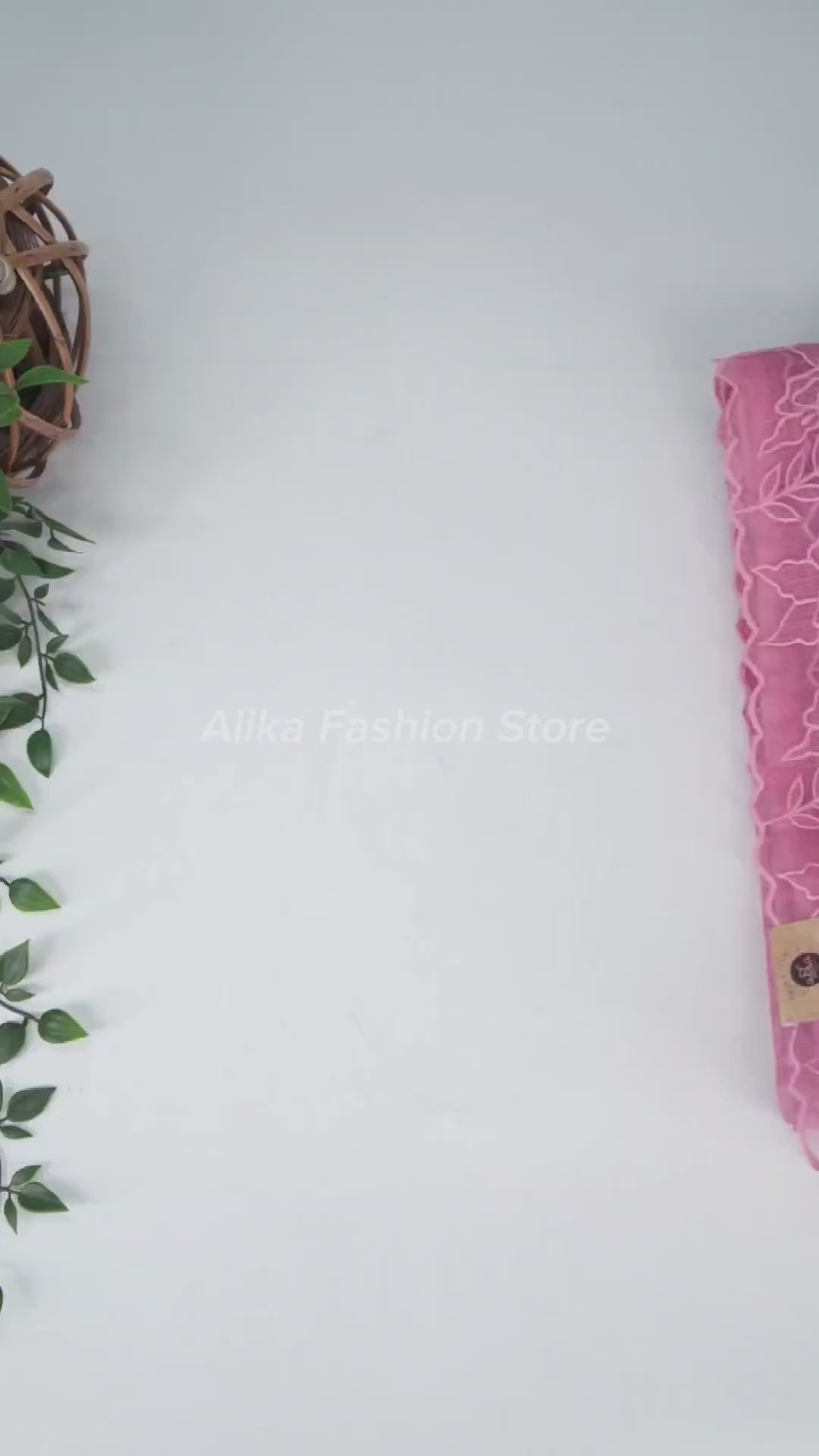 Salmon Pink Silky Kota Saree with Floral Appliqué Border
