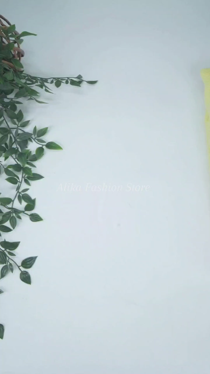 Pastel Yellow Kota Saree with Floral Organza Applique