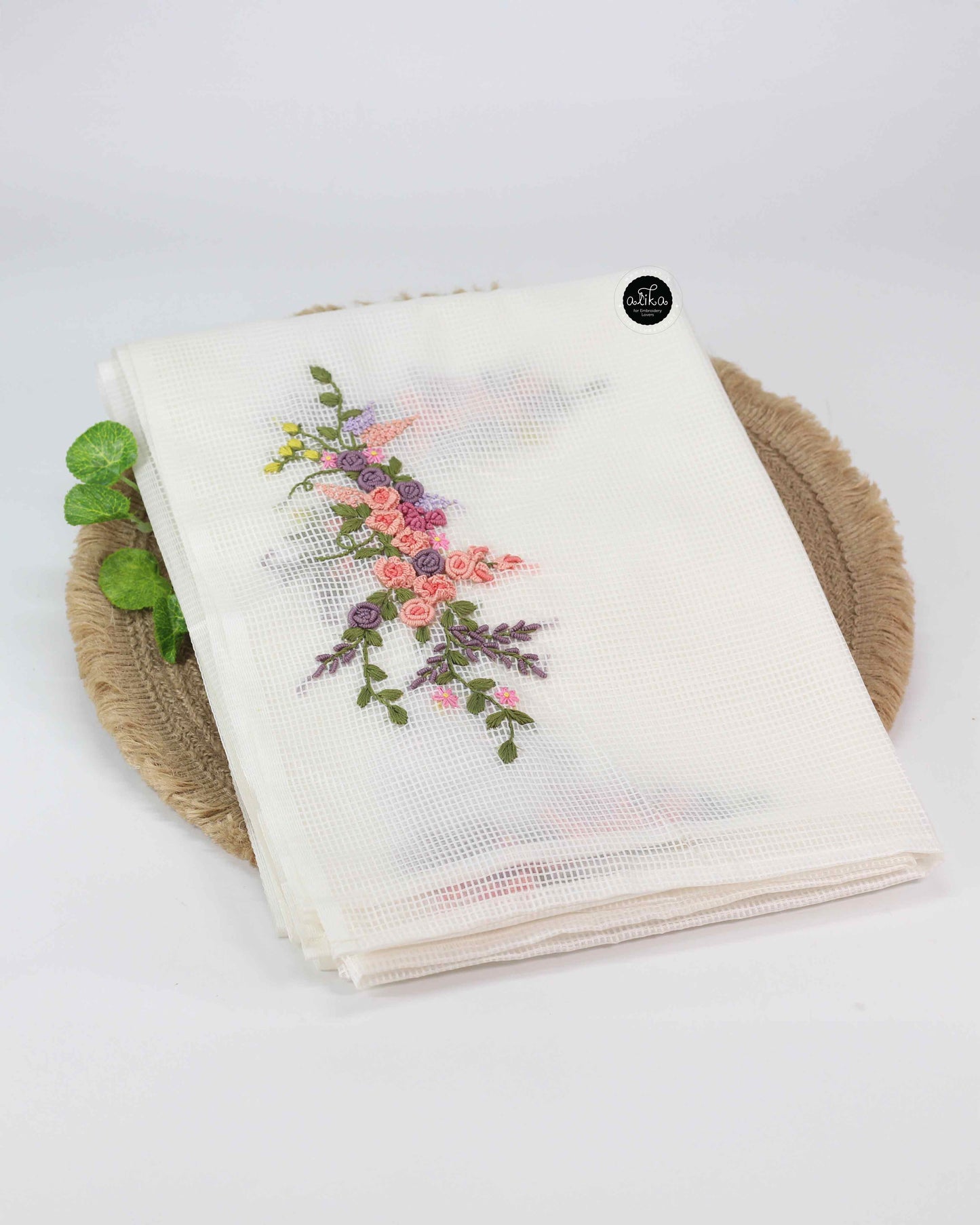 White Bagalpuri Saree with Floral Heavy Hand Embroidery