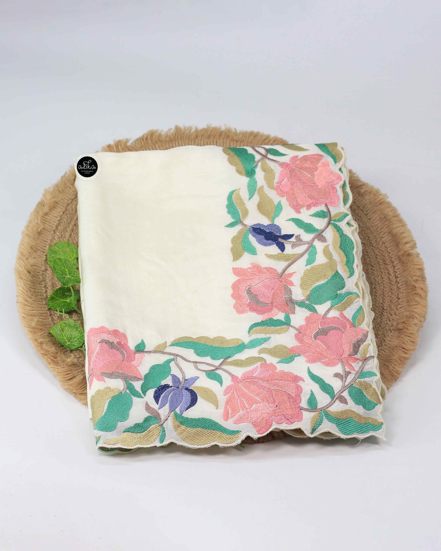 Off White Uppada Silk Saree with Multi Colour  Floral Border