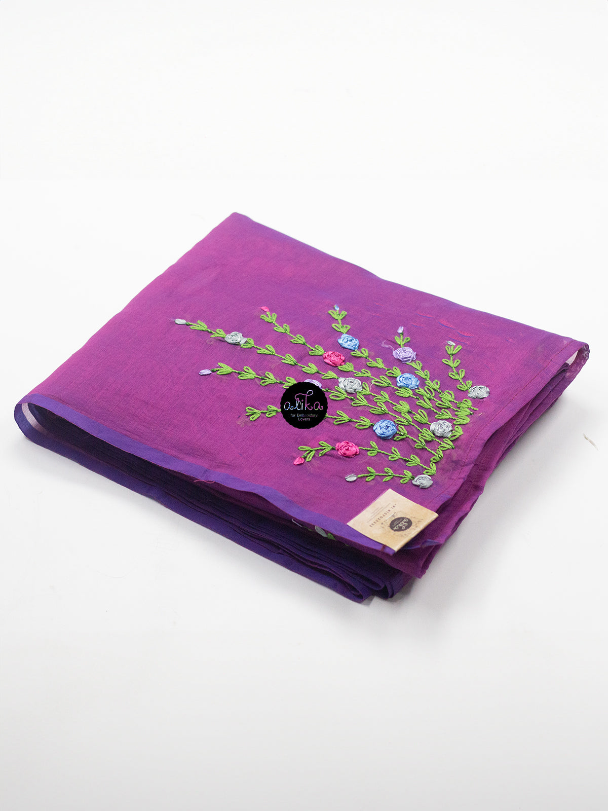 🌟✨ Ethereal Hues: Purple Shaded Chanderi Silk Saree with Ribbon Work ✨💜